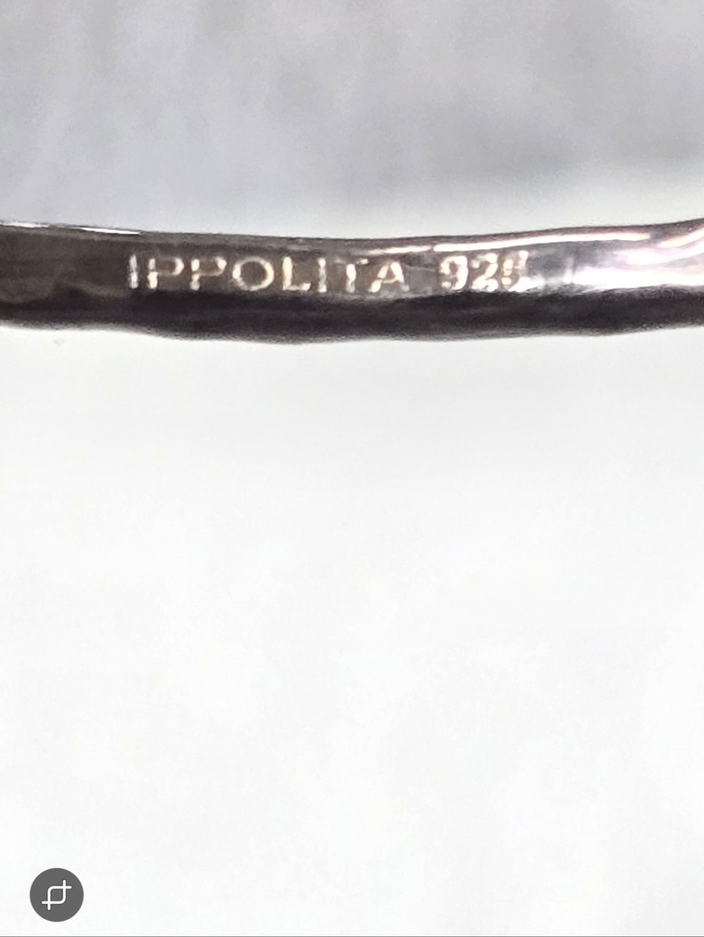 Ippolita 925  Hammered Bangle with Rock Crystals over  brown shell doublet - Picture 9 of 13